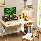Simpple Trending Monitor Stand Riser, 2 Tier Wood Office Desk Storage Organizer for Laptop, Computer, Black