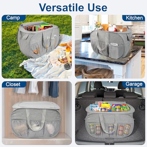 Collapsible Laundry Baskets, Tear Proof Pop Up Laundry Hamper with Lid, Dual Handles Durable Foldable Laundry Basket, Easy to Carry Laundry Hamper for Home, Laundry Room, Bedroom, Dorm, Travel Grey - style: Grey with Lid