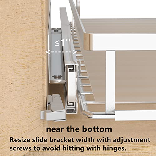 Pull Out Cabinet Drawer Organizer, Heavy Duty Slide Out Pantry Shelves Sliding Drawer Storage for Bathroom, Home, Kitchen, 2 Pack Chrome 22''Deep - color: 2 pack, size: S(12''-18.2''W x 22''D)