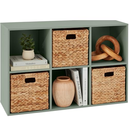 Best Choice Products Kids Bookcase 6-Cube Storage Organizer, 11in Shelf Opening, Bookshelf, Toy Storage, Customizable w/ 3 Removable Back Panels – Sage - color: Sage, size: 6-Cube, 11in Shelf Opening