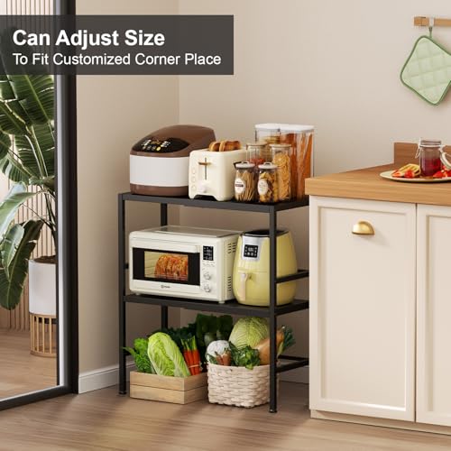 Expandable Metal Storage Shelves, 300 LBS Heavy Duty Metal Shelving Unit Rack For Pots And Pans Appliances Heavy Items, Adjustable 2 Tier Storage Shelf Rack Organizer For Kitchen Pantry Garage Laundry - color: Black, size: 2 Tiers：11.8"D x 28.3"W x 30.9"H
