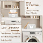 Dryer Sheet Holder - Clear Dryer Sheets Container with Bamboo Lid, 16 Labels and Scoops for Laundry Room Organization and Storage Dryer Sheet, Balls, Clothespins, Pods