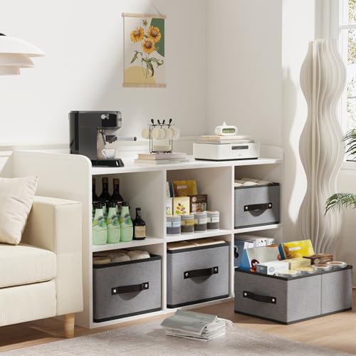 Foldable Storage Baskets, Fabric Drawer Organizers with Handles, Storage Bins for Organizing Shelves, 13 × 9.1 × 5.5 Inch, Gray, 6-Pack - color: Gray, size: Medium -6 Pack