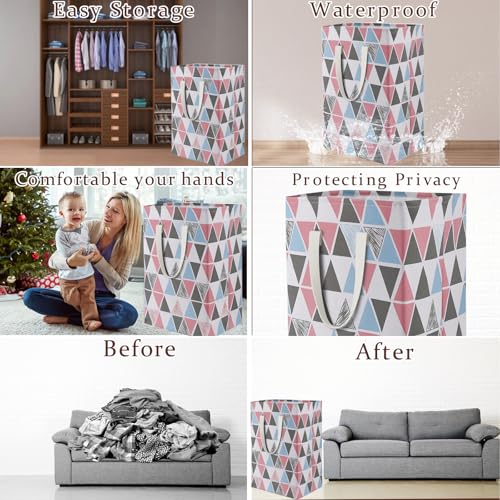 75L Waterproof Laundry Hamper Collapsible Laundry Basket Cotton Handle Laundry Bag Large Clothes Storage Toy Organization for Bathroom Bedroom Laundryroom College Dorms - color: Caisanjiao-004
