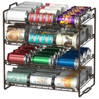 4 Tiers Stackable Can Rack Organizer, Wear-resistant Upgrade Beverage Food Can Dispenser Holder Holds up to 48 Cans for Kitchen Cabinet and Pantry (Brown) - color: brown