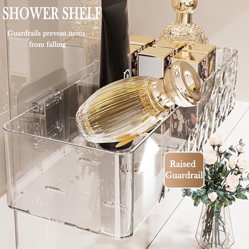 Lae Nuvole Wall Mounted Bathroom Caddy Organizer, Adhesive Shower Shelf for Inside Shower Caddy Plastic Bathroom Organizers and Storage for Wall, Bath, Makeup, Home Decor, No Drilling (Black) - color: Black - 1 Pack