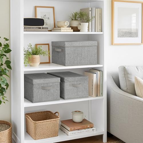 GRANNY SAYS Storage Bins with Lids, Keepsake Memory Box, Storage Basket with Lid, Closet Storage Organizer Bins, Decorative Storage Boxes, Gray, 3-Pack - color: Ash Gray, size: Medium