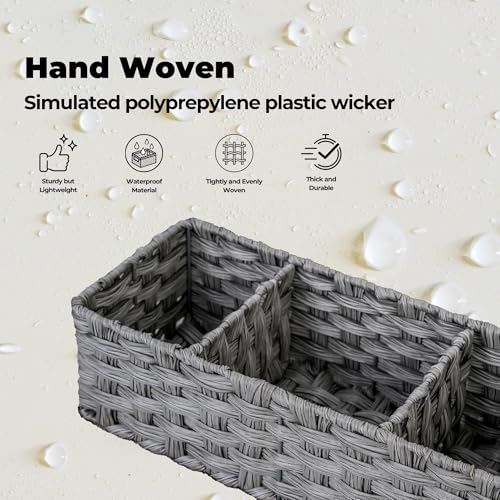 GRANNY SAYS Toilet Tray Tank Topper, Wicker Baskets for Storage, Set of 2 Waterproof Bathroom Basket for Organizing, Gray Bathroom Organization Baskets, 14¼" x 6" x 4¼" - color: Gray