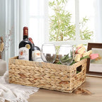 Wicker Basket for Shelf Woven Open Storage Bins with Built-in Handles Handwoven Water Hyacinth Storage Baskets Box for Living Room Bathroom Kitchen,13.8"L x 9.3"W x 5"H - size: 13.8"L x 9.3"W x 5"H