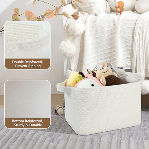 OIASKET Storage Baskets for Organizing, Woven Baskets for Shelves, Rectangle Decorative Organizer for Storage Clothes, Toy, Books, Towels Nursery Bins 3 Pack (White, 13"x9.85"x8.7") - color: White, size: 13"x9.85"x8.7"