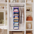 YOUDENOVA 6-Shelf Weekly Hanging Closet Organizer, Weekly Clothes Organizers for Kids with 2 Side Pockets, Blue - color: Blue
