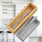BAMEOS Kitchen Drawer Organizer,Small Silverware Drawer Organizer,Bamboo Utensil Organizer for Bathroom, Dressing Room, Office, Pantry (Natural, 11"x 3") Set of 2 - size: 2 Boxes 11x3"