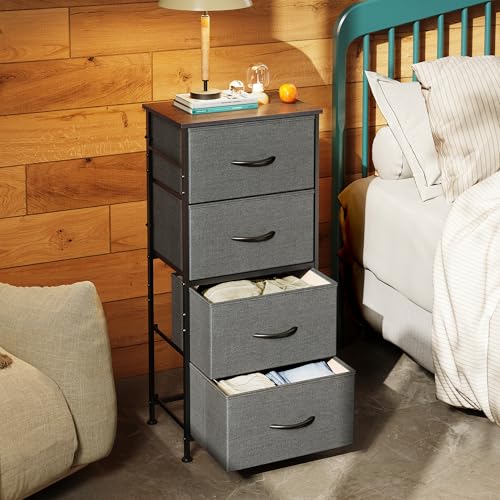 WLIVE Dresser with 4 Drawers, Storage Tower, Organizer Unit, Fabric Dresser for Bedroom, Hallway, Entryway, Closets, Sturdy Steel Frame, Wood Top, Easy Pull Handle, Dark Grey - color: Dark Grey
