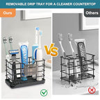 Toothbrush Holders for Bathrooms, Stainless Steel Bathroom Toothbrush Holder Kids Electric Tooth Brush Holder and Toothpaste Holder for Bathroom Accessories Organizer with Tray, Multi-Slots (Large) - size: Large