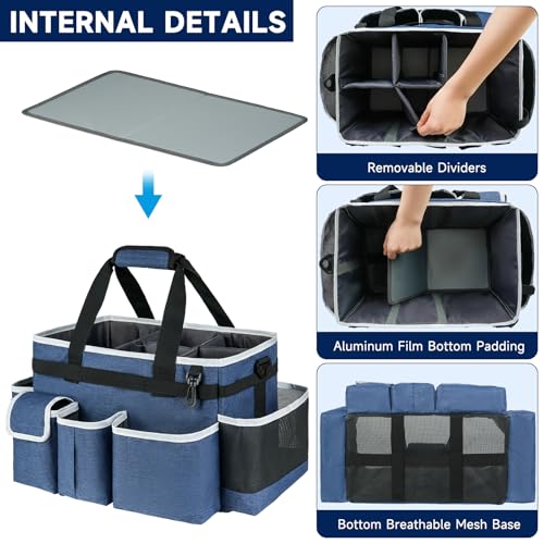 Cleaning Caddy Bag,Large Cleaning Supplies Organizer with Handle for Housekeepers, Blue - color: Blue, size: Large