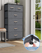 Crestlive Products Vertical Dresser Storage Tower - Sturdy Steel Frame, Wood Top, Easy Pull Fabric Bins, Wood Handles - Organizer Unit for Bedroom, Hallway, Entryway, Closets - 6 Drawers (Gray) - color: Grey, style: 6 Drawers