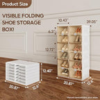 ANTBOX Shoe Organizer Storage Box, Portable Folding Shoe Rack For Closet With Magnetic Clear Door,Large Sneaker Cabinet Bins Sturdy Easy Assembly 6 Layers-12 Grids - size: 6 Layers-12 Grids