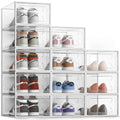 SEE SPRING XXX-Large Fit Size 14 Shoe Storage Box, Clear Plastic Stackable Shoe Organizer for Closet, Shoe Rack Sneaker Container Bin Holder for Entryway, Closet, Under Bed