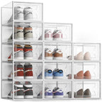 SEE SPRING XXX-Large Fit Size 14 Shoe Storage Box, Clear Plastic Stackable Shoe Organizer for Closet, Shoe Rack Sneaker Container Bin Holder for Entryway, Closet, Under Bed
