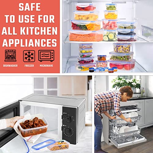 RockBerry 32 Pcs Large Plastic Food storage containers-85 oz to Sauces Box Stackable Kitchen storage bowls sets-BPA Free Leak proof with lids airtight-Microwave freezer safe lunch boxes - color: Color-of-32Pcs