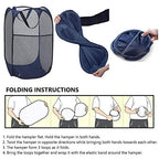 Larpur Popup Mesh Laundry Basket, Collapsible and Portable Clothes Washing Laundry Hamper with Reinforced Carry Handle (Blue*2) - color: 2*Blue