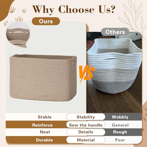 Baskets for Organizing,Storage Baskets,3 Pack Baskets for Shelfves,15"×10"×9" Woven Brown Basket,toy storage bins,bins for organization - color: Brown