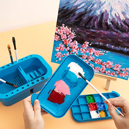 MyLifeUNIT Paint Brush Cleaner, Paint Brush Holder and Organizers with Palette for Acrylic, Watercolor, and Water-Based Paints (Royal Blue) - color: Royal Blue