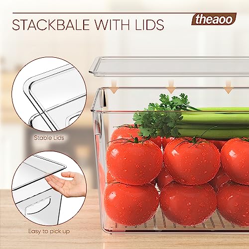 theaoo Clear Storage Bins with Lids Stackable - Large Plastic Containers for Pantry Organization and Storage - Perfect for kitchen,Fridge,Laundry Room,Bathroom,Garage,Closet,Cabinet Organizer - 4 Pack - size: Large (Pack of 4)
