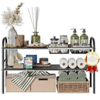 NETEL Under Sink Organizers and Storage, 2 Tier Expandable Under Cabinet Organizer Shelf with 2 Baskets and 6 Panels, Expandable Shelf for Cupboard, Kitchen, Bathroom, Shoe Storage Rack - size: 6 Panels and 2 Baskets