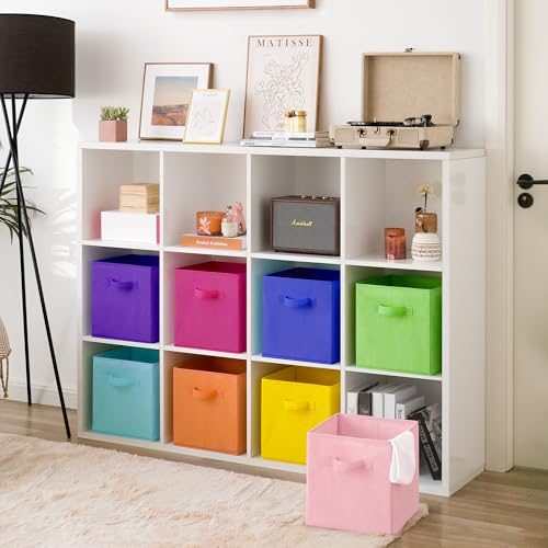 GRANNY SAYS 11 Inch Cube Storage Bins, Colorful Cube Storage Organizer, Fabric Storage Bins, Storage Cubes for Shelves, Closet, Toy Storage Bins for Kids Room, Play Room, Rainbow, 8-Pack - color: Rainbow, size: 11 Inch-8 Pack