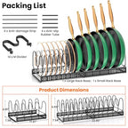 MUDEELA Pots and Pans Organizer Rack for under Cabinet, Expandable Pot Lid Kitchen Cabinet Organizer Holder with 14 Adjustable Compartment Cutting Board Organizer for Pan Lid, Bakeware - style: 14 Dividers-Black