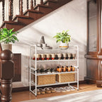 SUFAUY 2-Tier 33" Wide Shoe Rack, Closet Metal Wire, Stackable, White - color: White, size: 2 Tier