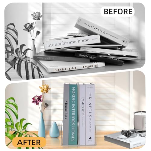 Clear Acrylic Magazine Rack, Vertical File Holder, Desk Organizer Storage Stand for Office, 2 Pack - color: Clear2