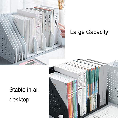 Lemical Magazine Holder 4 Vertical Compartments Collapsible Magazine File Holder Space Saving Rack Home Kitchen Desk Organizer No Need Assemble Gray - color: light gray - 4 parts