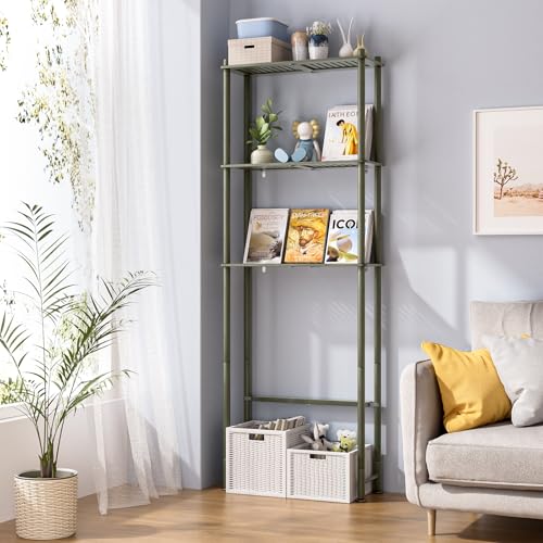 AmazerBath Bamboo Over The Toilet Storage Shelf, 3-Tier Over Toilet Bathroom Organizer Rack, Bathroom Shelves Over Toilet Space Saver, Forest Green - style: Forest Green-3-tier