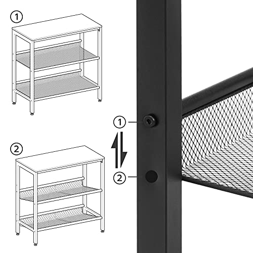 HOOBRO Side Table, 3-Tier Narrow End Table, Nightstand with 2 Flat or Slant Adjustable Shelves for Small Spaces, Hallway, Living Room, Bedroom, Sturdy, Easy Assembly, Greige and Black BG23BZ01G1 - color: Greige + Black