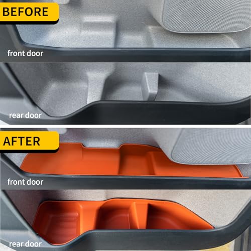 Door Side Storage Tray Compatible with 2022-2025 (No for 2026) Ford Maverick Side Door Storage Box Door Organizer Phone Pocket Silicone Front & Rear 4PCS Maverick Accessories (Original Orange) - color: Original Orange