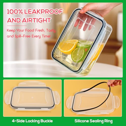 62PCS Thicker Food Storage Containers with Lids Airtight Leakproof, BPA Free Plastic Kitchen Food Storage Containers, Stackable Reusable Meal Prep Food Containers with Lids, Freezer Microwave Safe - size: 476oz-31 Pack