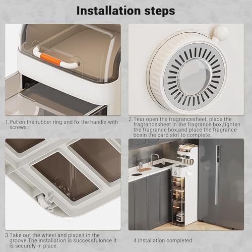 Waterproof Slim Bathroom Storage Cabinet, Narrow Plastic Drawers Organizer with Tissue Box and Wheels, Space Saver for Kitchen Laundry Room Bedroom