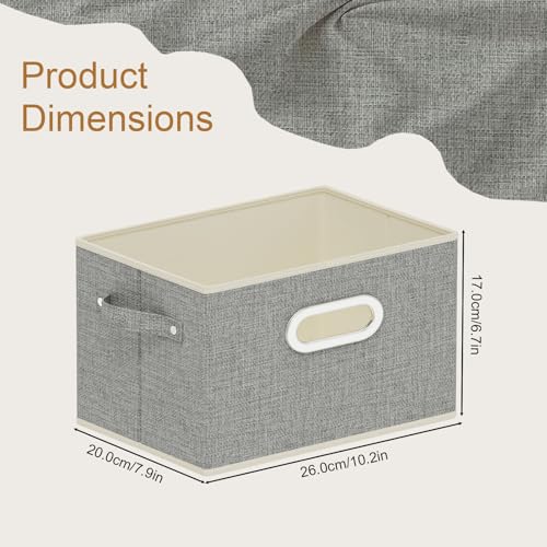 Fabric Open Storage Bins with Metal Handles, Collapsible Organizer Baskets, Foldable Cube Boxes for Shelves, Closet, Living Room, 10.2x7.9x6.7in, Grey, 2 Pack - color: Grey, size: 10.2x7.9x6.7 in(2 Pack)