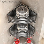 VOLPONE Corner Shower Caddy Adhesive Shower Shelf Corner No Drilling Bathroom Shower Organizer Storage Rack Rust-proof with Towel Bar (2-Pack, Gray) - style: Adhesive strip triangle with towel bar 2 Tier Gray