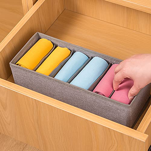 Qozary 3 Pack Sock Underwear Drawer Organizer Dividers, Collapsible Cabinet Closet Storage Boxes for Clothes, Socks, Lingerie, Underwear, Tie, Belt, Baby, Bedroom - color: Grey, size: 6 Cells