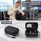 GWCASE Travel Glasses Organizer & Contact Lens Case - Adjustable Slots, Built-in Mirror, Tweezers, Solution Bottle & Hand Strap, Universal Fits Eyelasses/Sunglasses for Men & Women – Black - color: Black