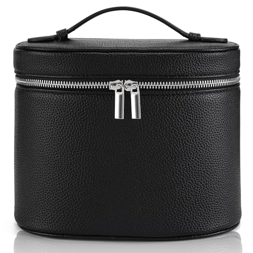 Makeup Bag Vanity Case Cosmetic Bag with Removable Divider Travel Toiletry Bag for Women Portable Make up Box Organizer, Black - color: Black