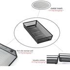Mesh Tray Silverware Drawer Organizer, Utensil Cutlery Tray Office Supplies with Interlocking Arm Drawer Dividers Organizer for Flatware, Knives,Home,Office, School,Bedroom 12X6'' Black - size: 3 Pack 12"x6" Black Metal