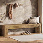 Tribesigns 71" Extra Long Entryway Bench, Modern Farmhouse Shoe Bench Wooden Indoor Seating with Layered Design for Hallway, End of Bed, Living Room, Sofa Back, Dining Room, Brown - color: Brown