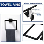 10 Pieces Bathroom Hardware Accessories Set Black, Bathroom Towel Rack Set SUS304 Stainless Steel, Square Bath Towel bar Set Heavy Duty, Wall Mounted - color: Matte Black, size: 16" 10pcs