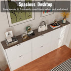 Mekminop 70.9" W Large Shoe Storage Cabinet with 6 Flip Drawers, White Shoe Organizer Cabinet for Up to 36 Pairs, Narrow Shoe Cabinet for Entryway, Hallway, Living Room