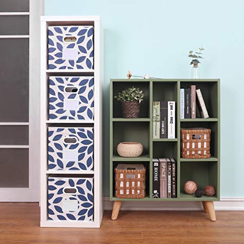 MAX Houser Fabric Storage Bins Cubes Baskets Containers with Dual Plastic Handles for Home Closet Bedroom Drawers Organizers, Flodable, Blue, Set of 4 - color: 26 azure