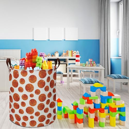 19.7" Basketball Laundry Basket,Dirty Clothes Laundry Hamper,Waterproof Foldable Toys Storage Bin,Room Decor, Gift Baskets, Baby Nursery Hamper(Bright basketball) - color: Bright basketball